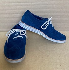 Cole Haan Lunargrand Womens 6B Blue Suede Leather Wingtip Oxfords Shoes D43314