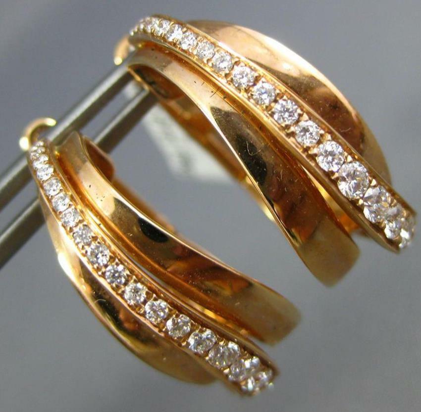 FILA ESTATE WIDE .61CT DIAMOND 18KT ROSE G MULTI ROW CLIP ON HOOP HANGING EARRINGS