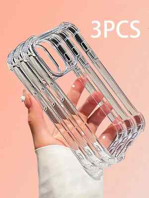 3 Stück Transparent 4 Ecken Stoßfest Hülle für iPhone 16 16 Pro 16 Pro Max