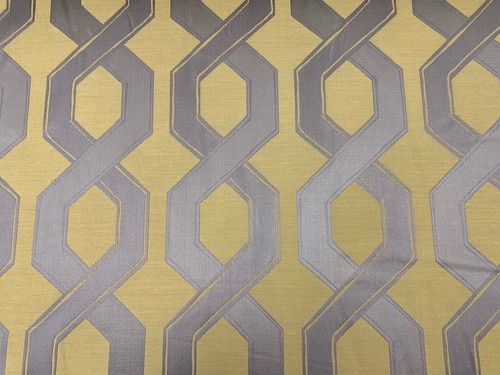 Tela de tapicería Poiret Art Deco material piedra gris ocre cortina ciega - Imagen 2 de 4