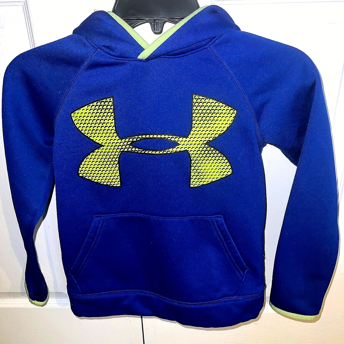 Kids Under Armor Storm Pullover Hoodie Sz Youth Sm Blue/Chartreuse