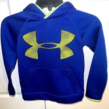 Kids Under Armor Storm Pullover Hoodie Sz Youth Sm Blue/Chartreuse Reflective