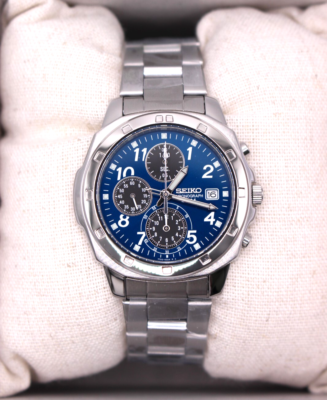 SEIKO Chronograph SND193 P1 Overseas Reimported Models Blue Silver
