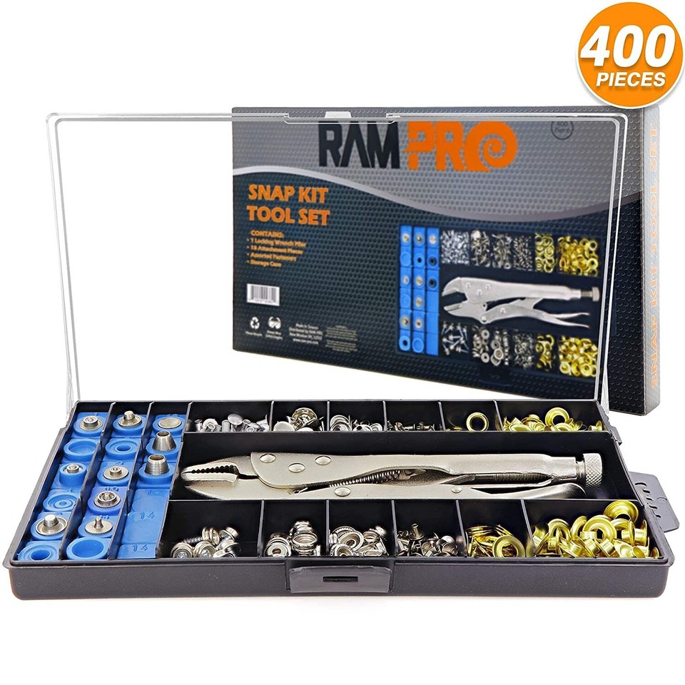 Snap Grommet Eyelet Rivet Plier Tool 400-PC Kit Complete Fastener ...