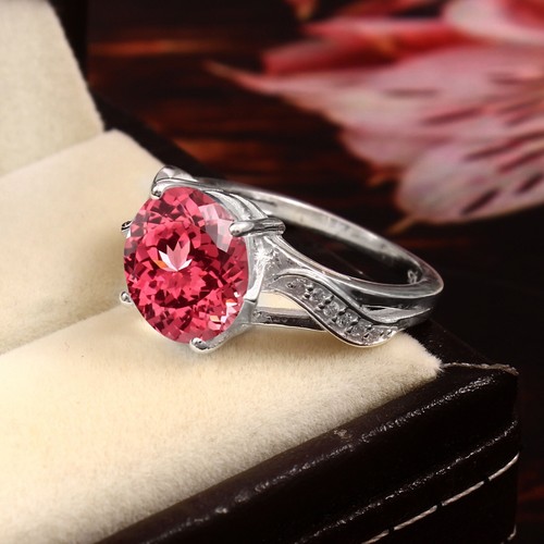Impecable Ceilán Padparadscha Zafiro Plata 925 Hecho a Mano Anillo Regalo de Aniversario - Imagen 4 de 5