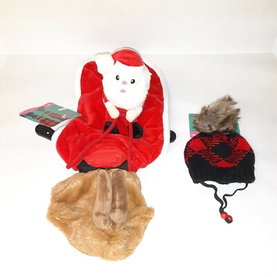 MERRY MAKINGS MAKE IT REIN SANTA & REINDEER PET COSTUME X-SMALL W/ CHECK HAT NEW