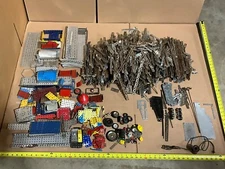 43+ POUNDS OF USED GILBERT ERECTOR FLAT STRIPS, GIRDER, ANGLE, DIRTY RUSTY BENT