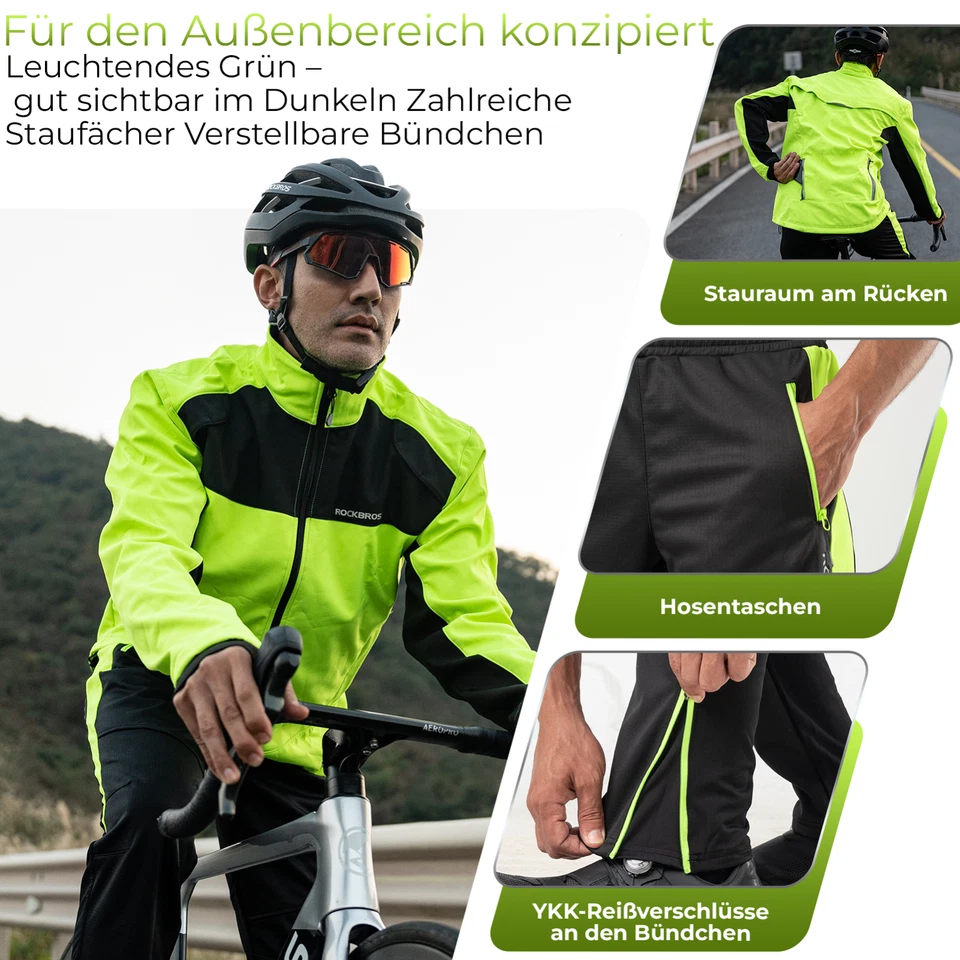 ROCKBROS Winter Fahrradjacke/Hose Herren Winddicht Thermo Sportset EU Gr. M-4XL - Bild 4 von 4