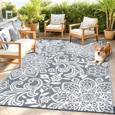 Findosom Waterproof Outdoor Rug 5' x 8' - Reversible Mandala Outdoor Plastic Str