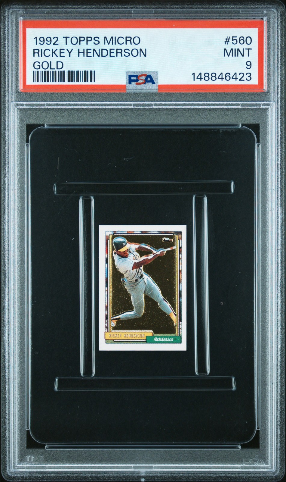 1992 TOPPS MICRO GOLD #560 RICKEY HENDERSON PSA 9