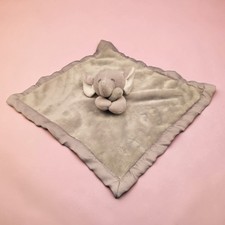 Carters Gray Elephant Baby Lovey Satin Trim Back 14"x14" Plush Security Blanket