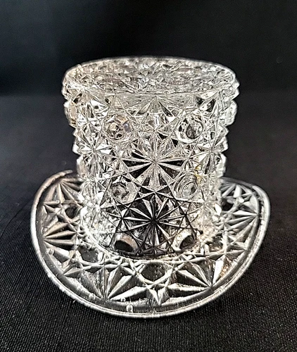 Fenton Glass Daisy And Button Clear Top Hat Toothpick Holder