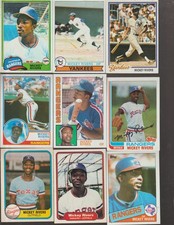 MICKEY RIVERS LOT OF 42 BASEBALL CARDS  18 DIFFERENT RANGERS YANKEES FLORIDA