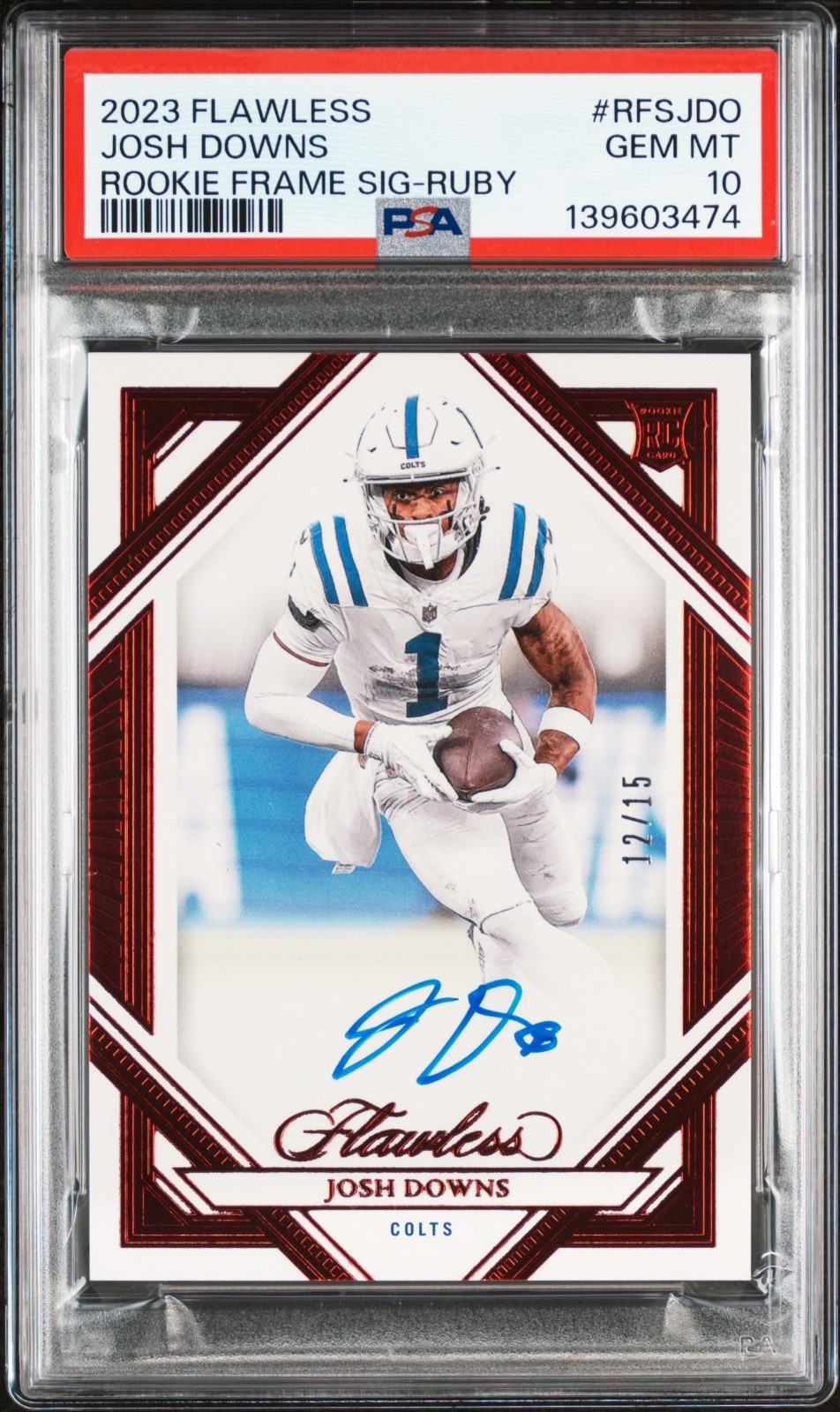 Josh Downs Panini Flawless Rookie Frame Signatures #RFSJDO Ruby