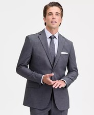 Dkny Mens Modern Fit Suit Jacket 42 Regular Black / White Birdseye DNUR218W0035