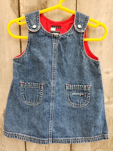 Vintage Tommy Hilfiger Toddler Girls Denim Dress Jumper 12-18 Months Y2k