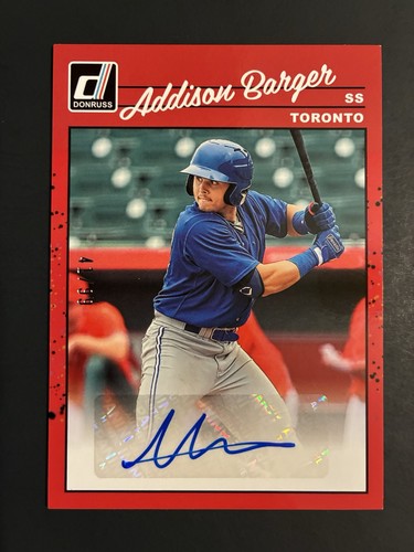 Addison Barger 2023 Panini Donruss Retro Autograph Auto #D 41/99 Blue Jays