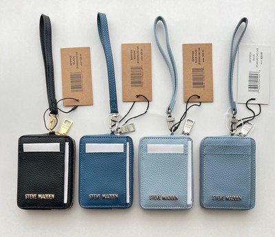 STEVE MADDEN BPIPPER SMALL ZIP WALLET CARD CASE WRISTLET PEBBLE TEXTURED NWT
