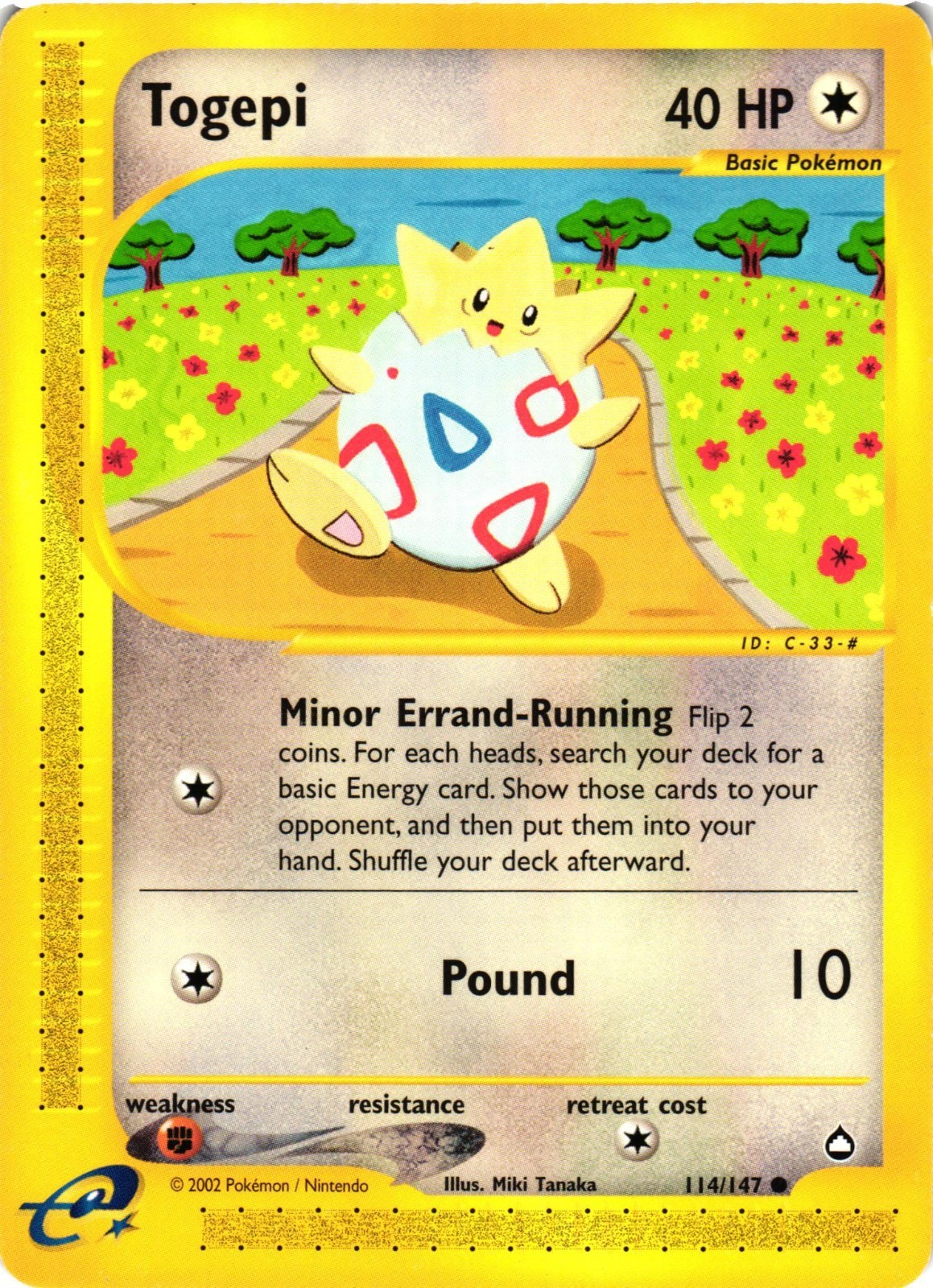 Pokemon TCG Togepi 114/147 Aquapolis Regular Common LP