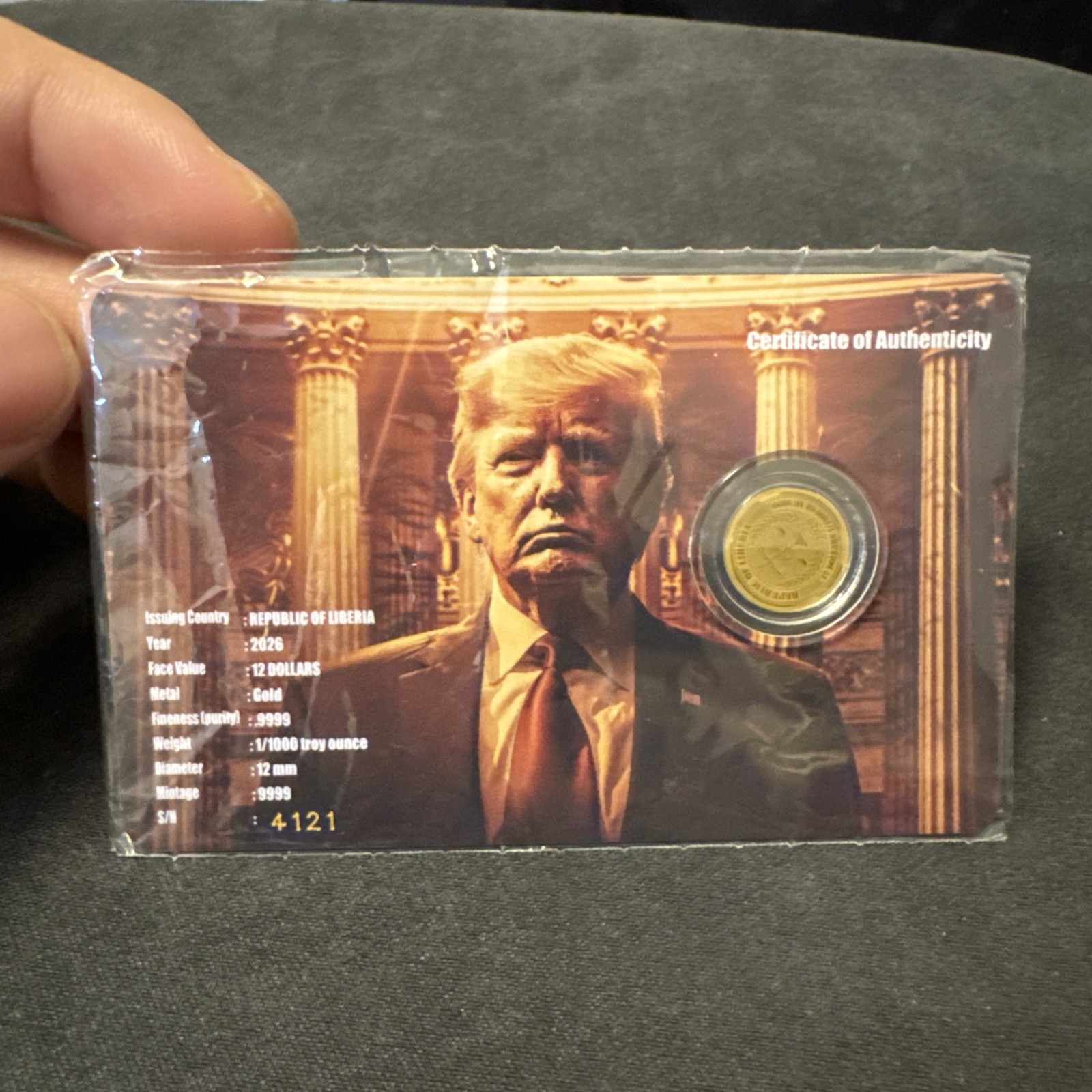 TRUMP 250th Anniversary 1/1000 Oz Gold Coin 12$ Liberia 2026 #4121 | eBay
