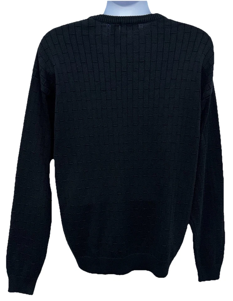 Suéter negro Crazy Horse By Claiborne para hombre talla L manga larga cuello redondo Foto 2 de 4
