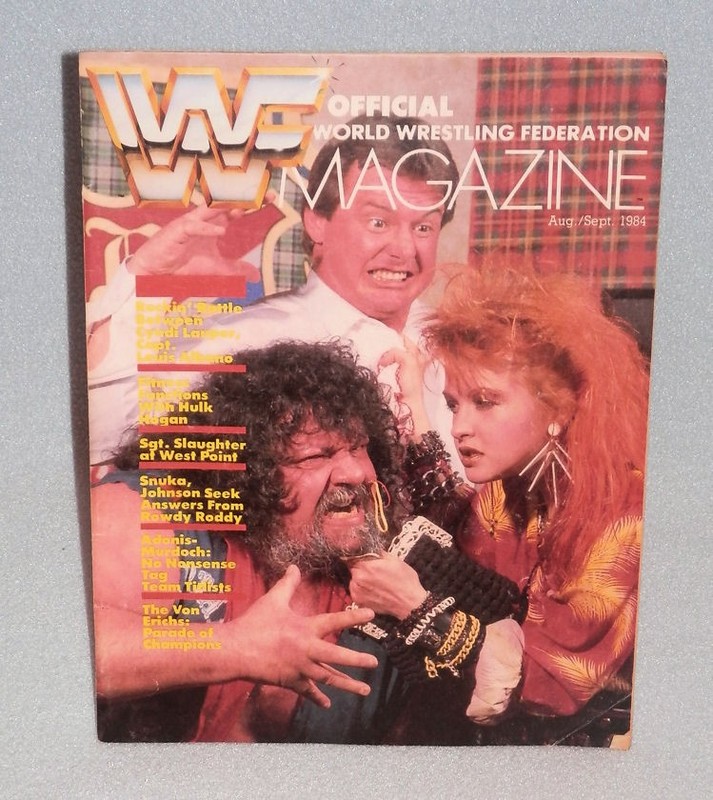 Vintage Aug/Sep 1984 WWF Wrestling Magazine Lou Albano Von Erik Cyndi Lauper