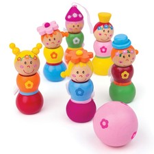 Bigjigs Toys Mini Wooden Fairy Skittles Play Set Game Family Bowling Kids Child
