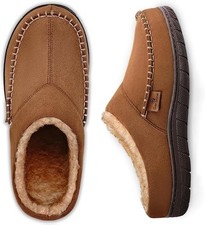 Mens Moccasin Slippers Indoor Outdoor House Slippers Warm Plush Fuzzy Memory ...