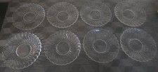 Set of 8 Vintage Clear Glass 5.75" Plates with Swirl Pattern