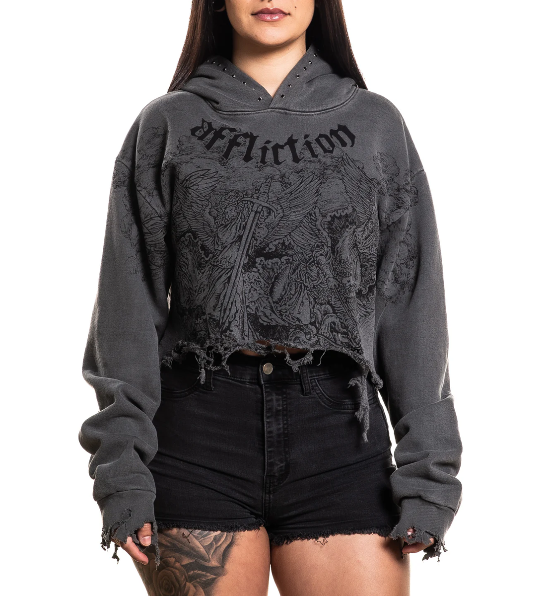 Affliction Women's Crop Hoodie Angels | eBay