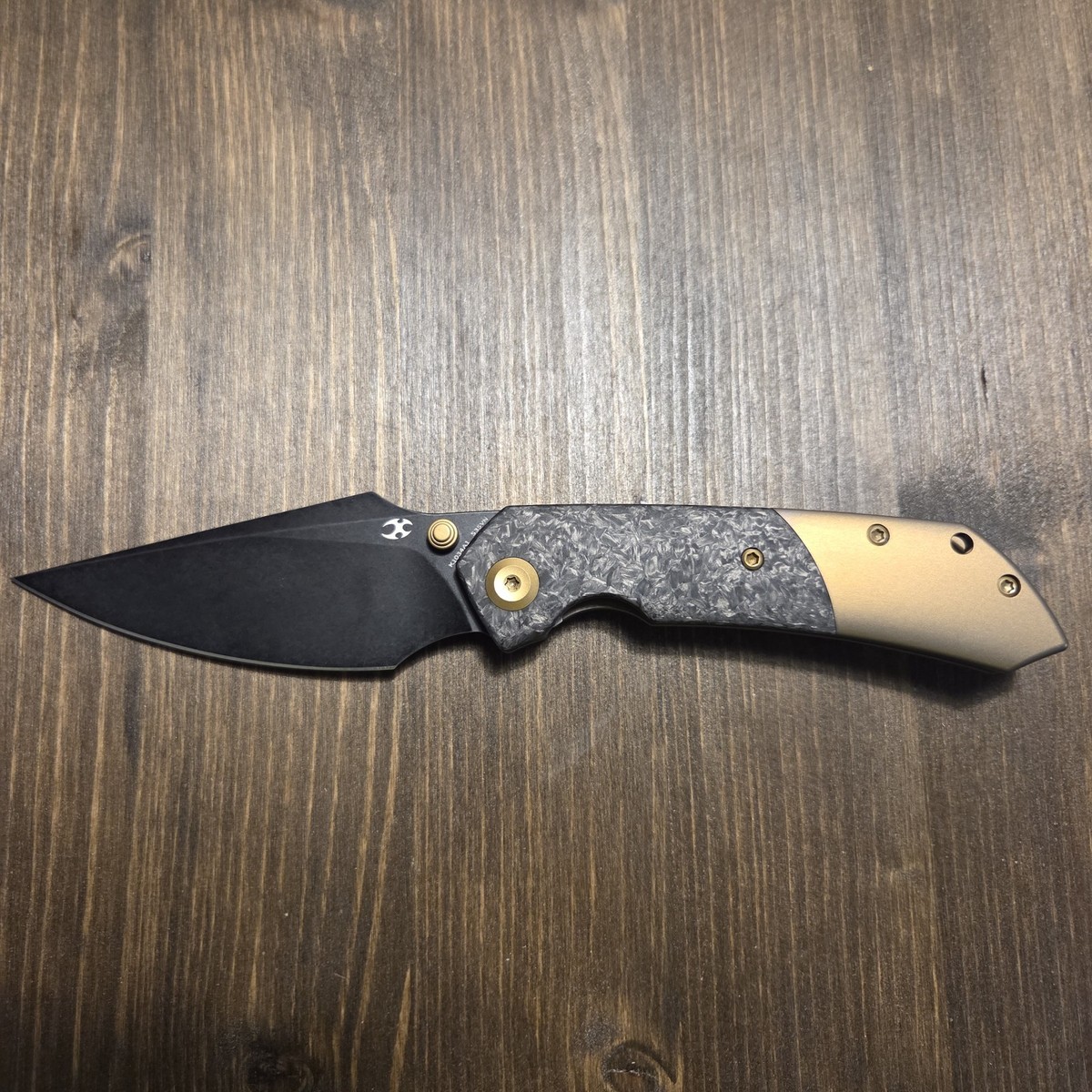 Kansept Fenrir Folding Knife CF/Ti Handle S35VN Black Blade Custom
