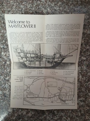 Vintage 1960s Mayflower II Souvenir Brochure Map - Plymouth Pilgrims Village