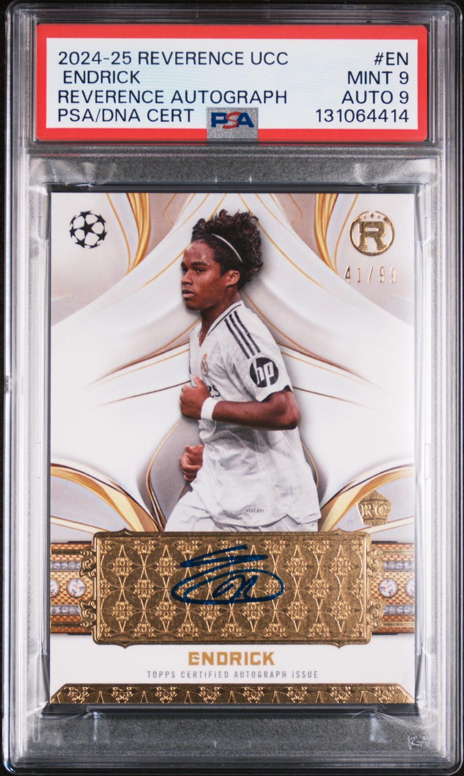 2024-25 Topps Reverence UCC Endrick RC Auto /99 PSA 9 Real Madrid Brazil
