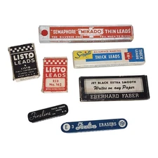 Collector's Lot Vtg Leads Scripto Listo Sheaffers Mikado Eberhard +1 Erasers