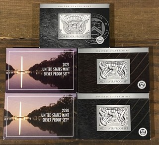 2020 2024 US MINT PROOF COIN SETS .999 Silver OGP LOT OF (5)