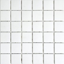 Essential White 2" x 2" Matte Finish Ceramic Mosaic Tile on Dot Mount