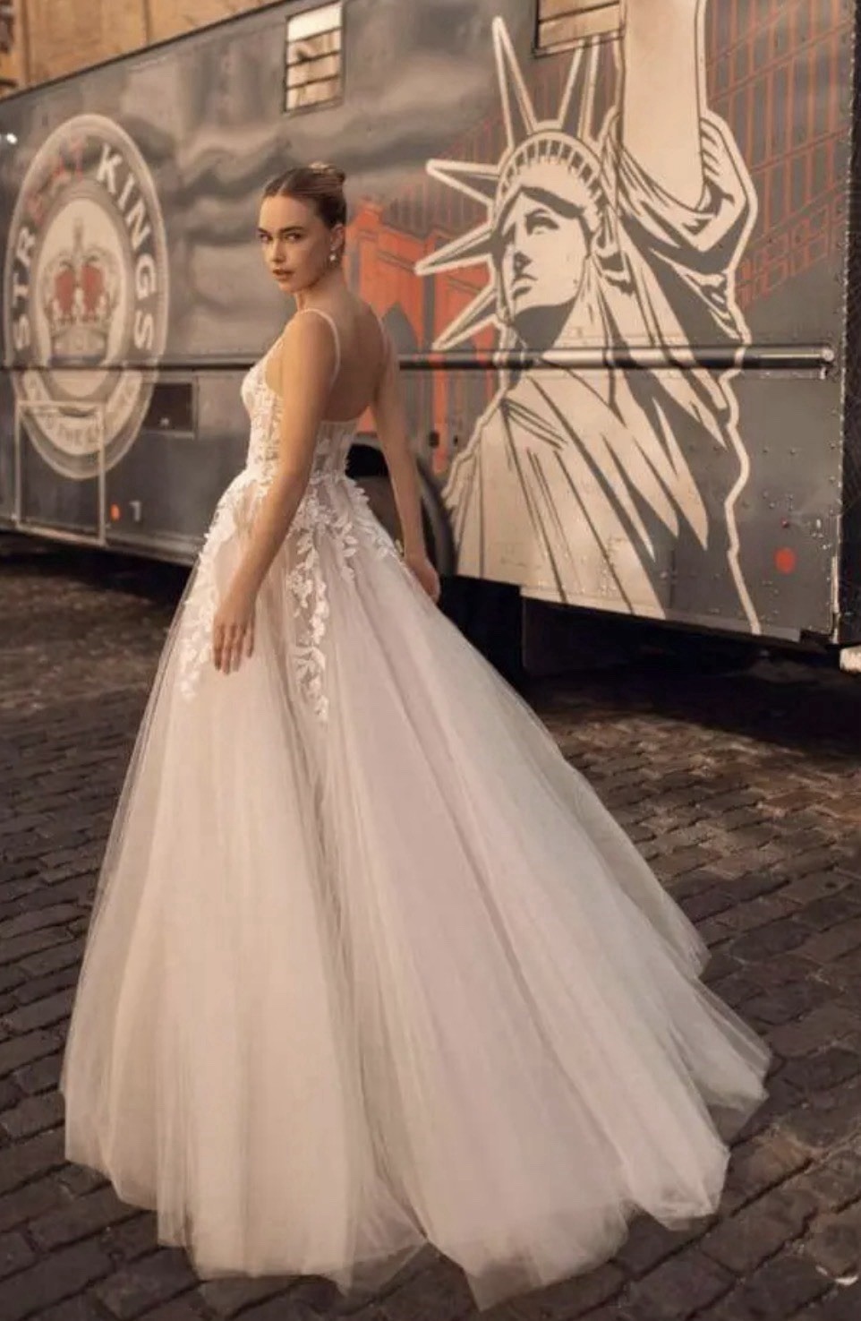 Muse by Berta MELODY 24-39 Glitter Tulle A-Line Wedding Dress Sample Size 4 NWT image 3