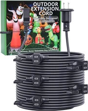 50FT Outdoor Extension Cord w/ Multiple Outlets for Halloween & Christmas Lights