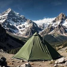 4 Season Compact Teepee Tent, 2-4 Person, Olive Green, Waterproof, Winter Cam...