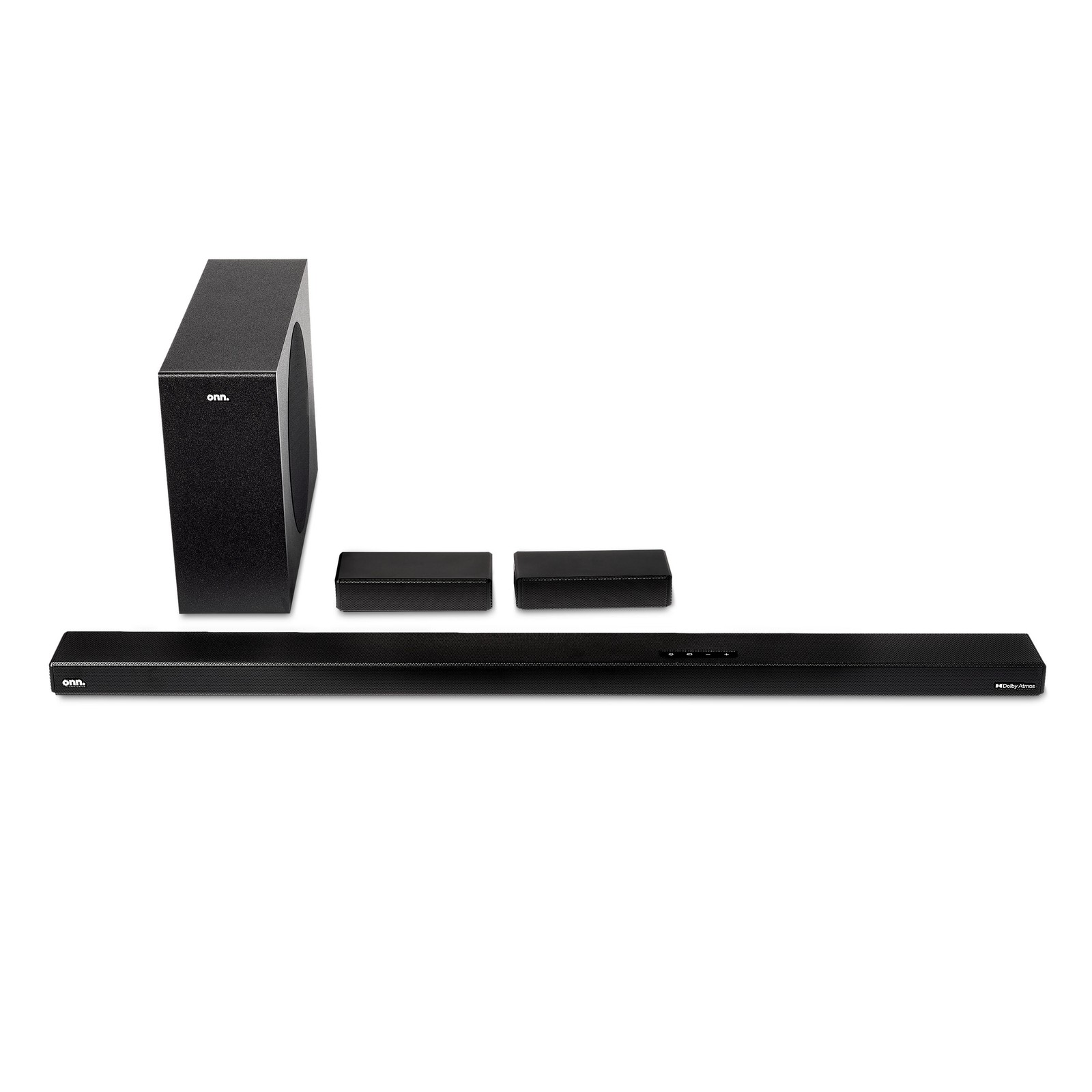 onn. 100135498 5.1 Ultra-Slim Surround Soundbar System with Dolby Atmos, Black,
