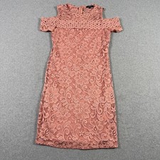 Ambiance Pink Lace Coquette Cold Shoulder Sheath Wedding Guest Dress Large