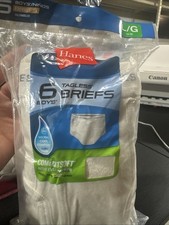 Hanes 6 Pack Tagless White Boys Briefs Underwear Size L Large 14-16 Brand New