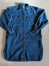 LL Bean Denim Long Sleeve Shirt Dress Womens 6 Petite Pockets Button Cotton *
