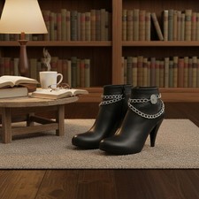 Women 2PCS Silver Metal Cowboy Boot Chain Shoe Anklet Turquoise Blue Coin Charms