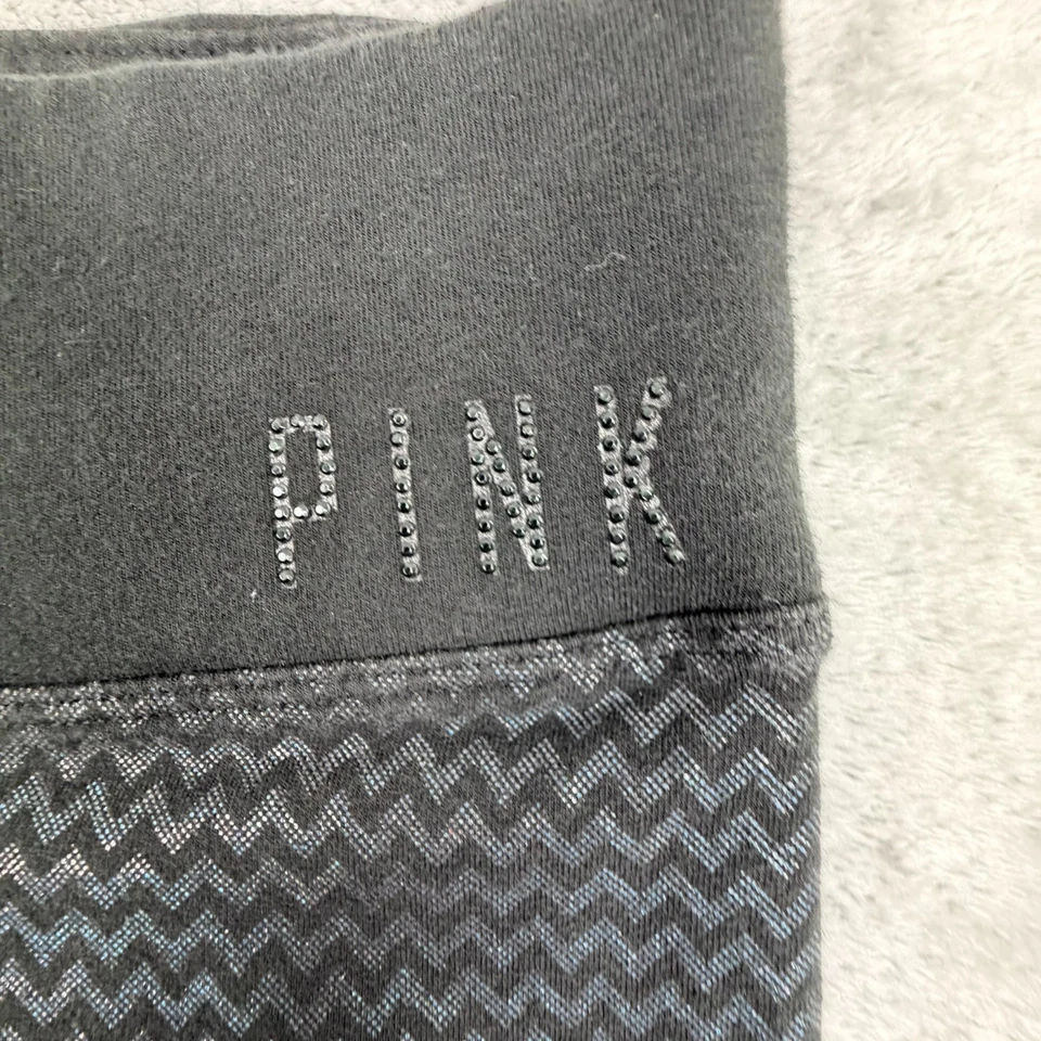 Victoria’s Secret ROSA Chevron Leggings Negro Gris Talla S Mezcla de Algodón Foto 4 de 4
