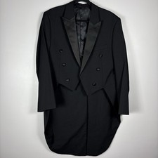 Neil Allyn Men's 40R Black 100 Wool Satin Peak Lapel Tailcoat Tuxedo Jacket
