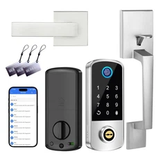 Keyless Entry Door Deadbolt with Handle Set, Fingerprint APP Smart Door Lock,...