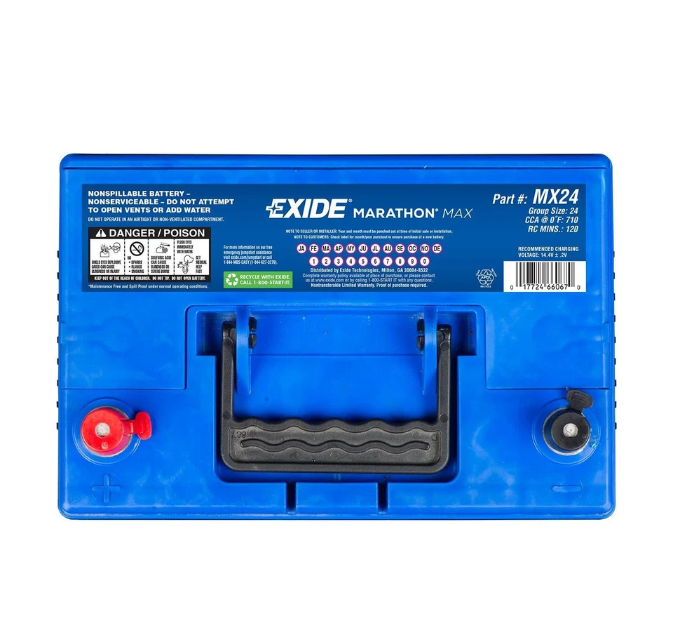 Batería EXIDE MX24 Marathon Max AGM Coche Camión Grupo BCI: 24; CCA 700; RC 120 Foto 2 de 2