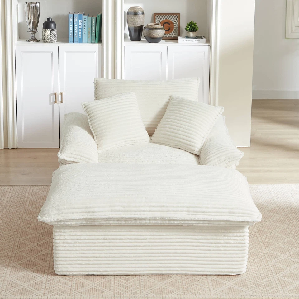 Sofá sofá individual tapizado moderno con reposapiés, sillón para salón Foto 4 de 4