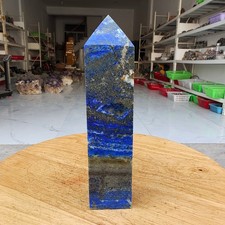 460g Natural Rock Lapis Lazuli Quartz Crystal Stone Point Healing Wand Obelisk